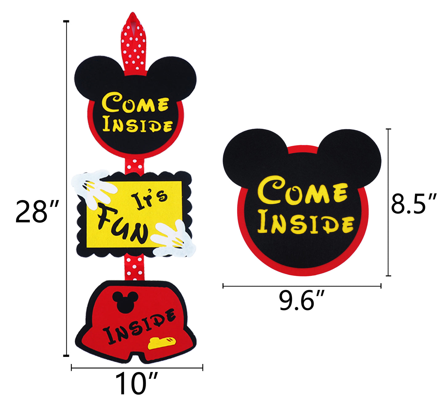 2pcs Cute Mouse Welcome Door Sign Felt Decorations Welcome Hanger-Come inside its fun inside-Decorations Supplies Party Favor