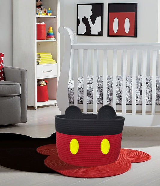 2 PCS Red Mouse Basket Baby Toy Storage Basket Cotton Rope Woven Basket with Handles Nursery Toy Organizers