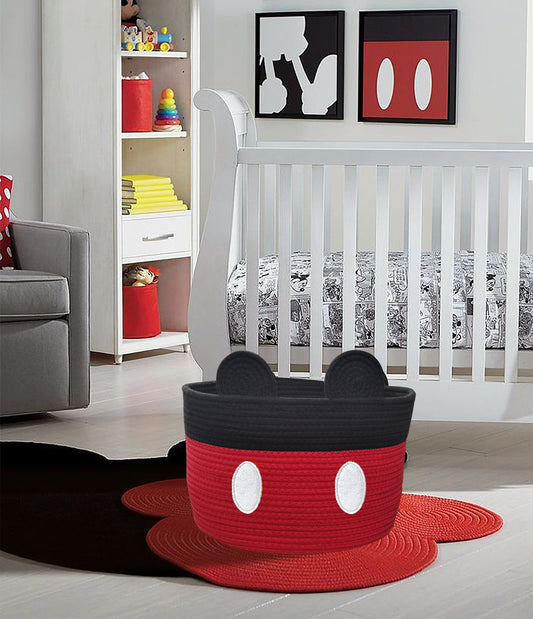 2 PCS Red Mouse Basket Baby Toy Storage Basket Cotton Rope Woven Basket with Handles Nursery Toy Organizers