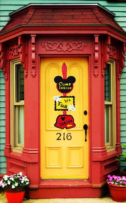 2pcs Cute Mouse Welcome Door Sign Felt Decorations Welcome Hanger-Come inside its fun inside-Decorations Supplies Party Favor